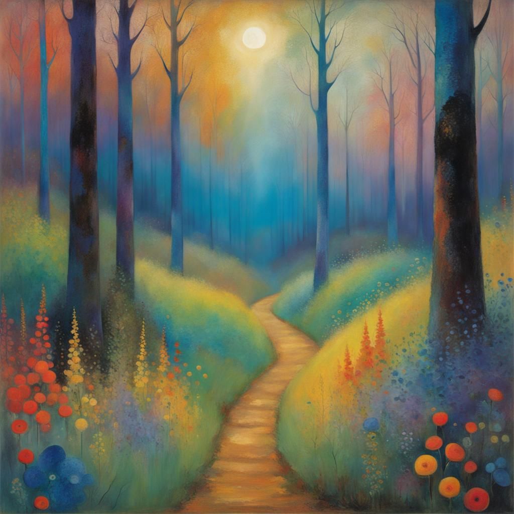 Fantastical Forest in Odilon Redon Style