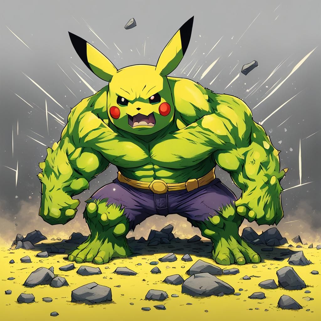 Pikachu as the Hulk: A Digital Fusion
