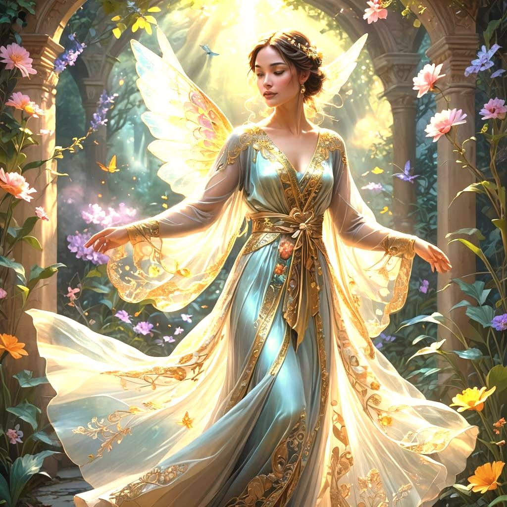 Enchanted Garden Guided by Translucent Lady