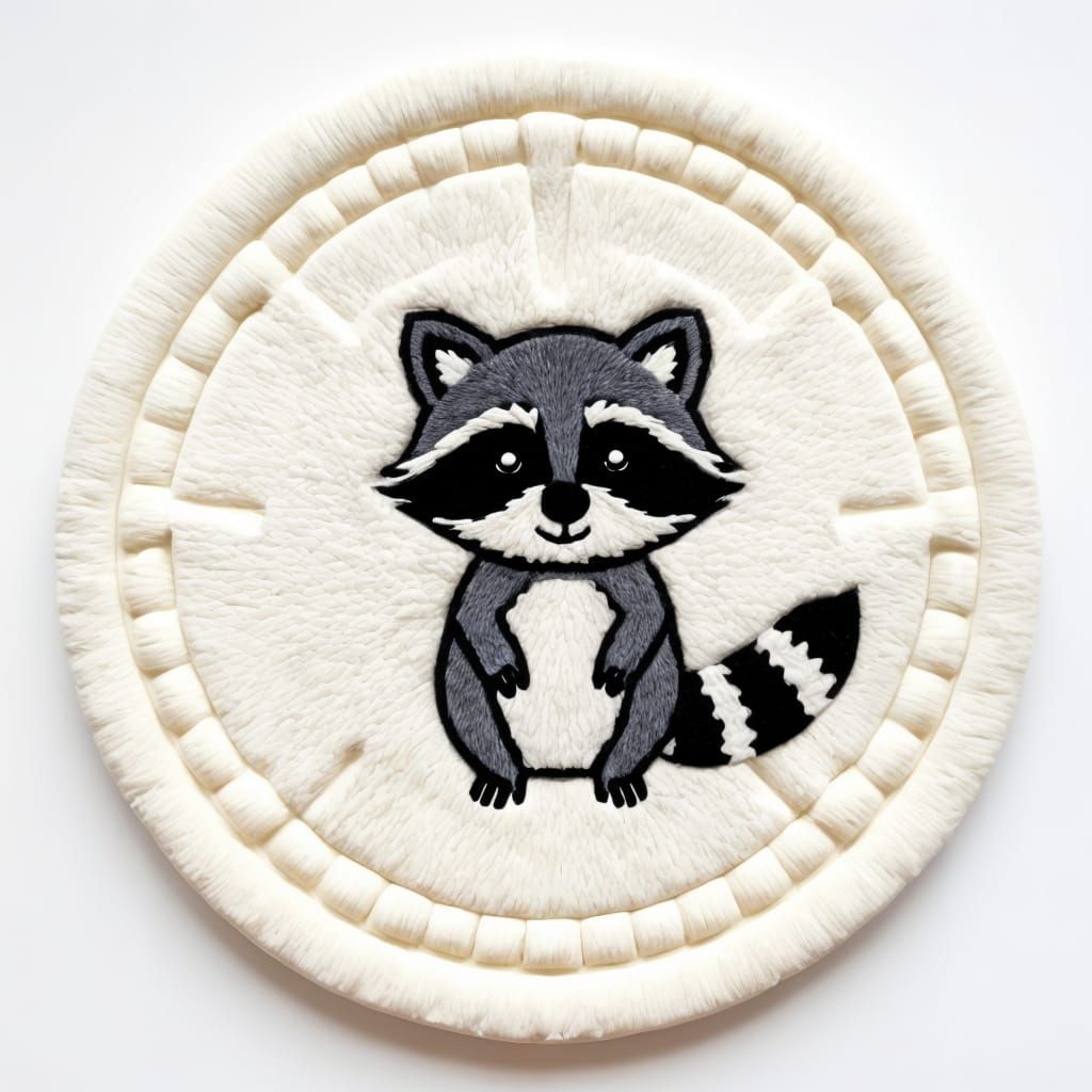 Chibi Rug Featuring a Gentle Hand-Drawn Raccoon Design