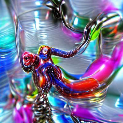 Glass Woman with Liquid Tentacles in 8k