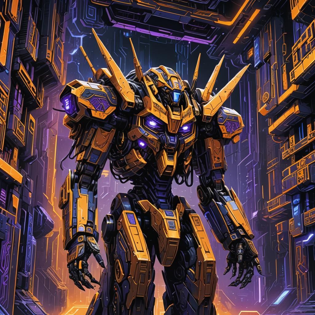 Biomechanical Decepticons Merge in Cyberpunk Temple