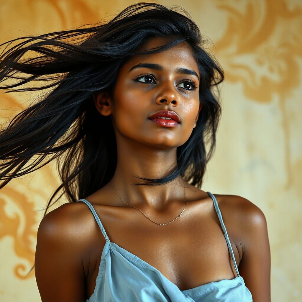 Portrait of Sri Lankan Woman in Art Nouveau Style