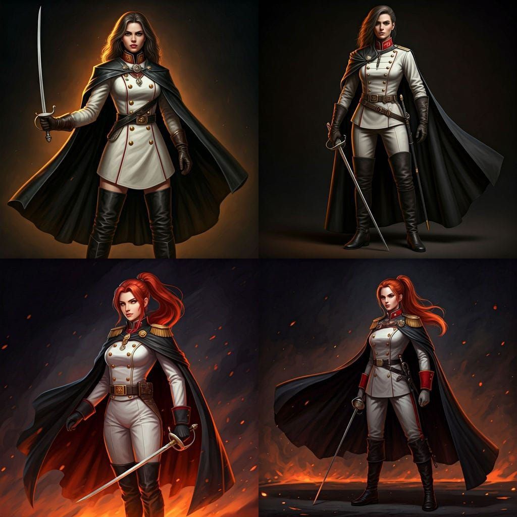 Fierce Young Duelist with Rapier in Elegant Outfit