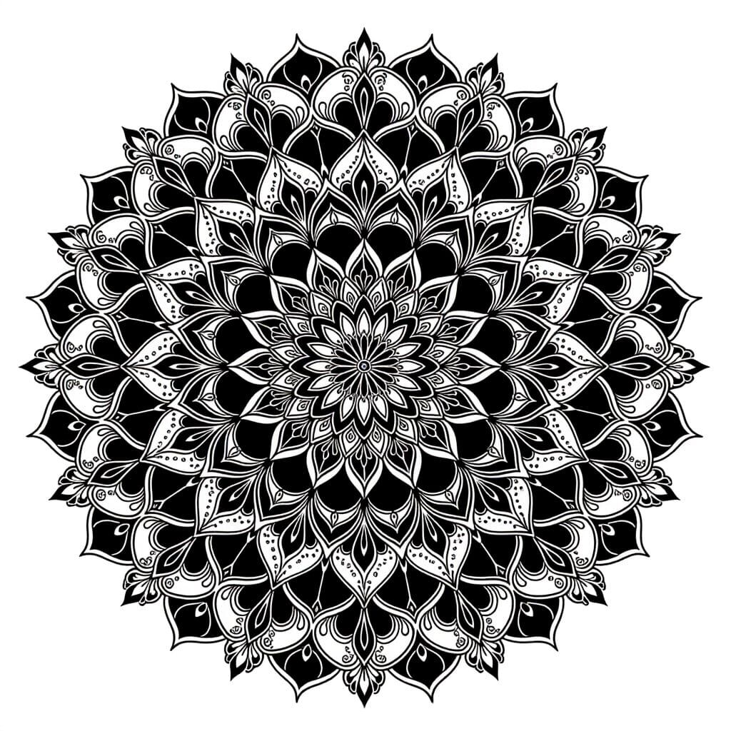 Detailed Geometric Mandala in Indian Style