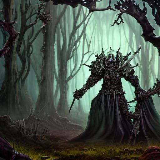 High Gothic Undead Knight in Dark Forest