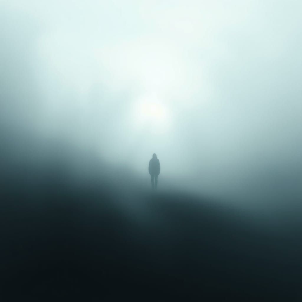 Mystical Figure in Misty Dreamscape: 3D Rendering