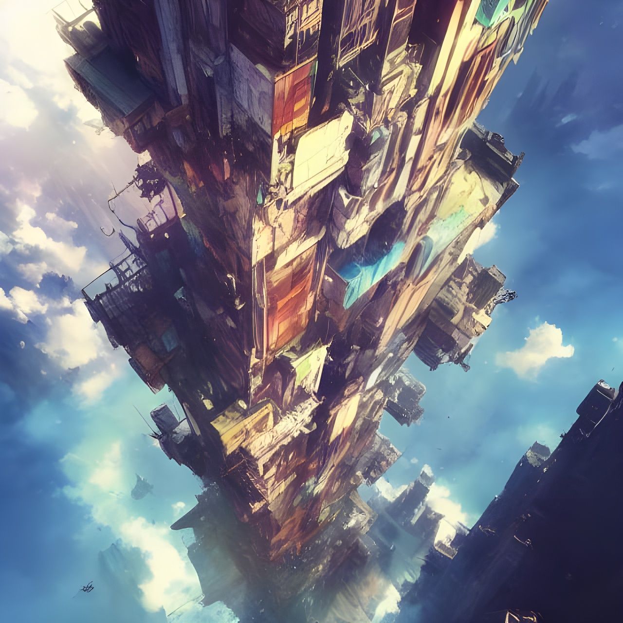 Epic High Tower in Watercolor Painting Style