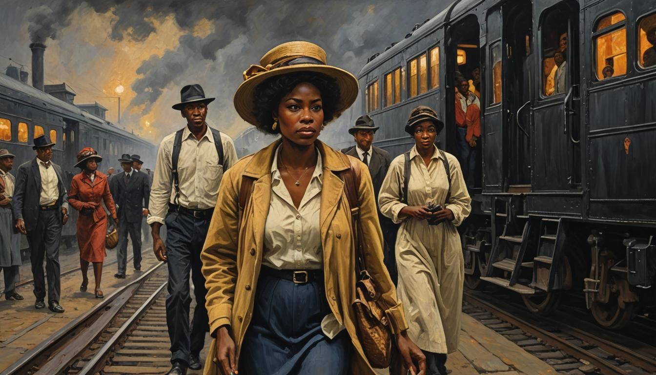 Black Woman's Departure: Impasto Oil Painting