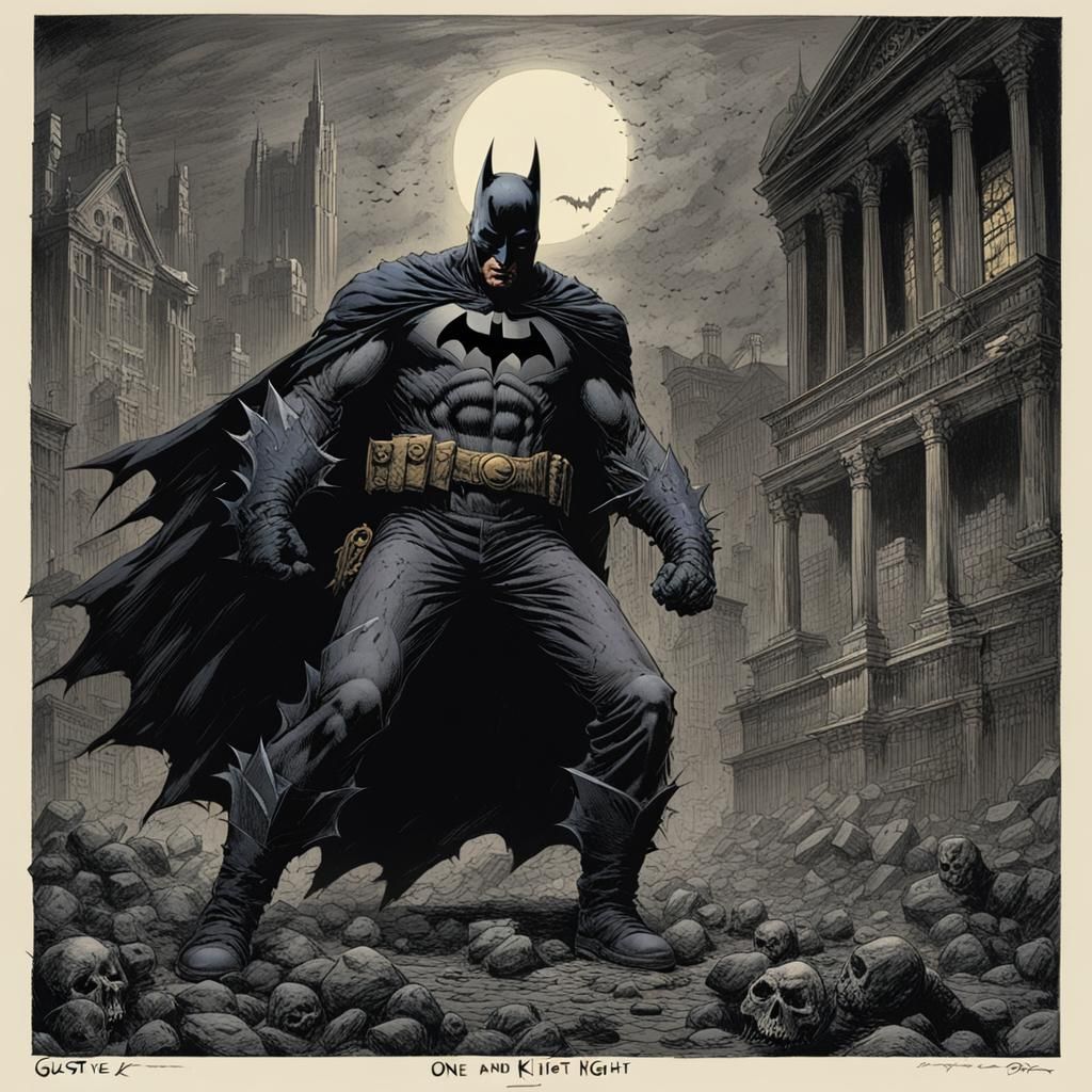 Gotham's Dark Knight: A Gothic Horror Illustration