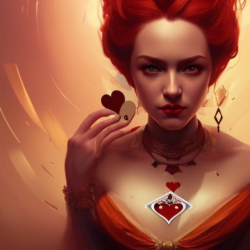 Queen of Hearts Portrait in Art Nouveau Style