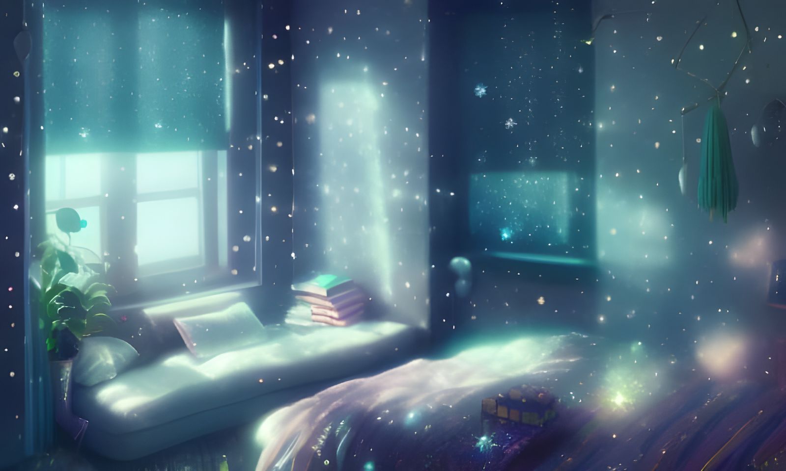 Sparkling Bohemian Bedroom with Glowing Stars