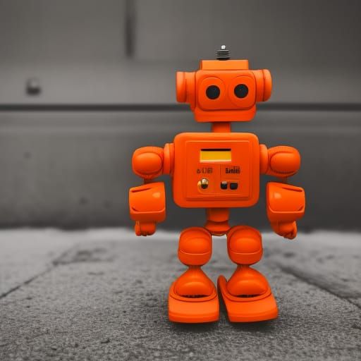 Orange Robot Captured with Bokeh Effect