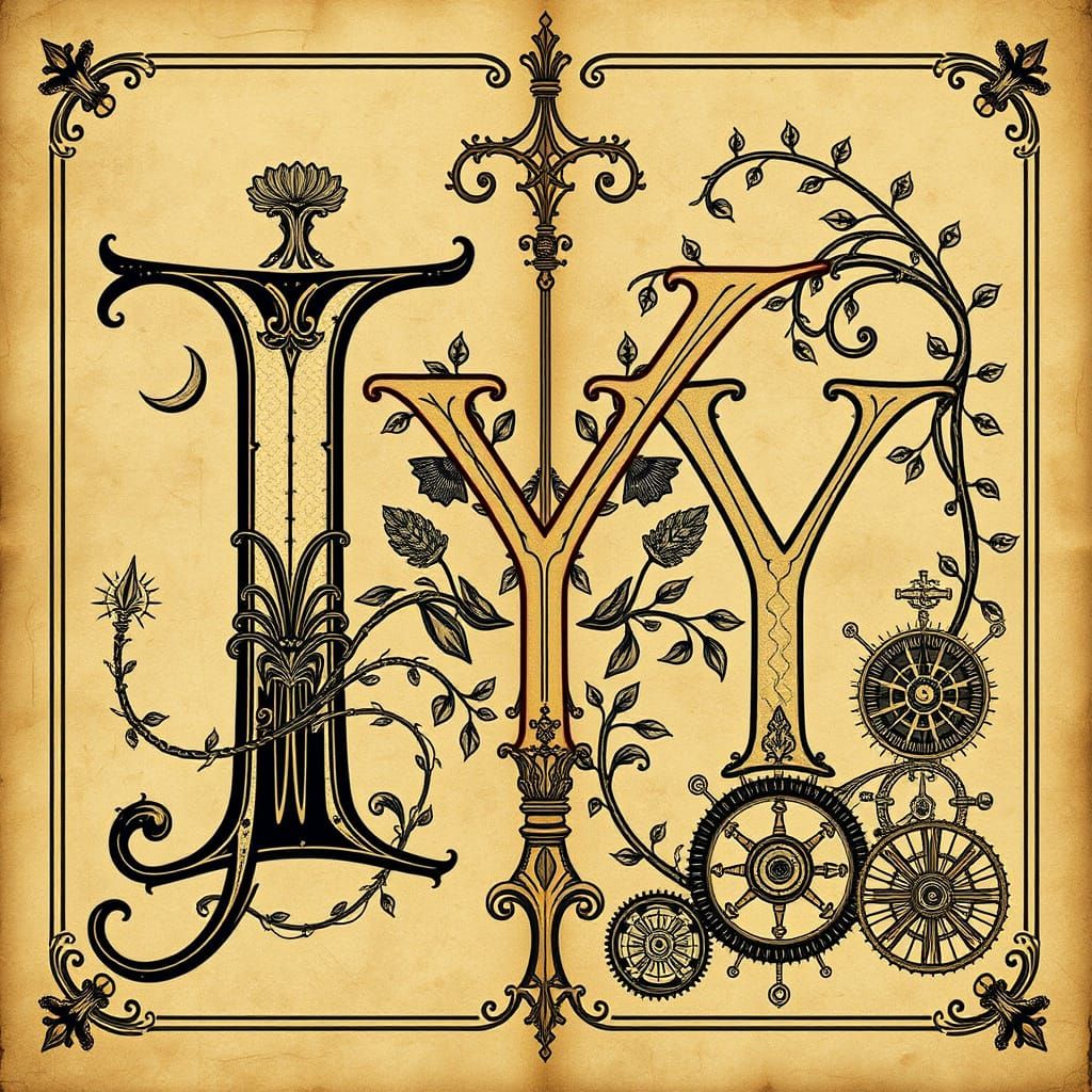 Ornate Initials on Parchment in Blackletter Style