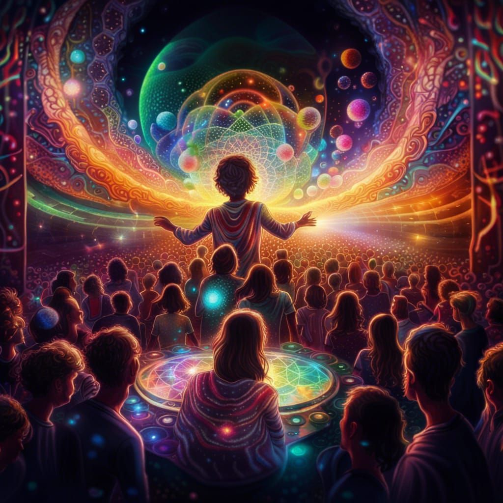 Psychedelic Cosmos Dance Party by Pablo Amaringo