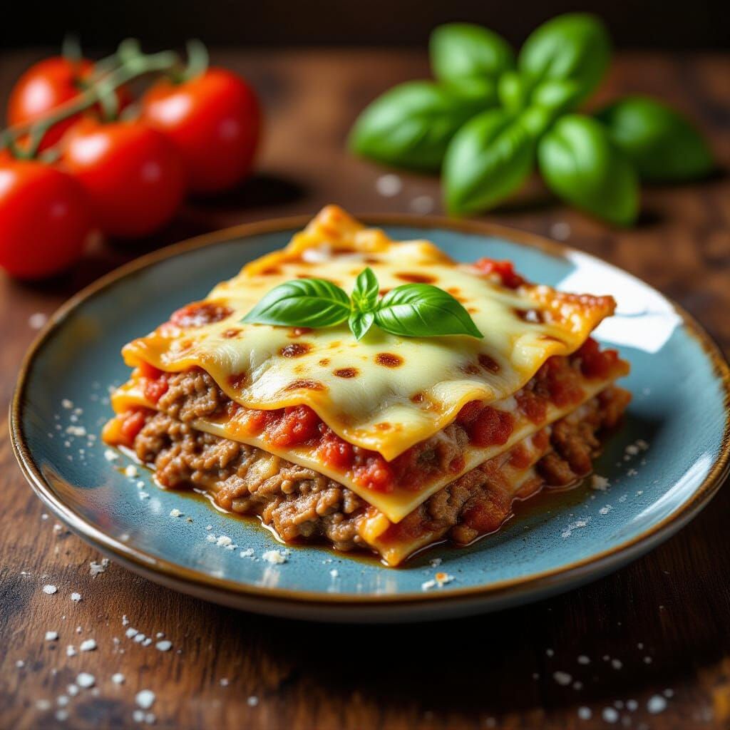 Lasagna Still Life in Warm Natural Light