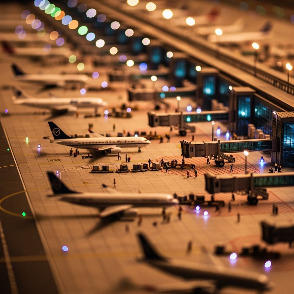 Miniature Airport Captured in Tilt-Shift Photography