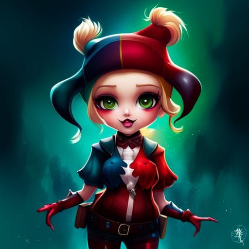 Chibi Harley Quinn Digital Painting