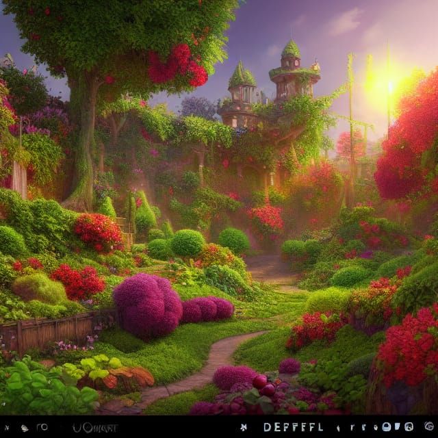 Luminous Fruit Garden: Detailed Matte Painting in 8K