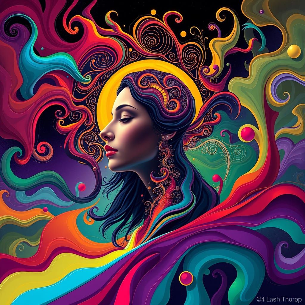 Harmonic Woman in Fibonacci Sequence: Digital Painting