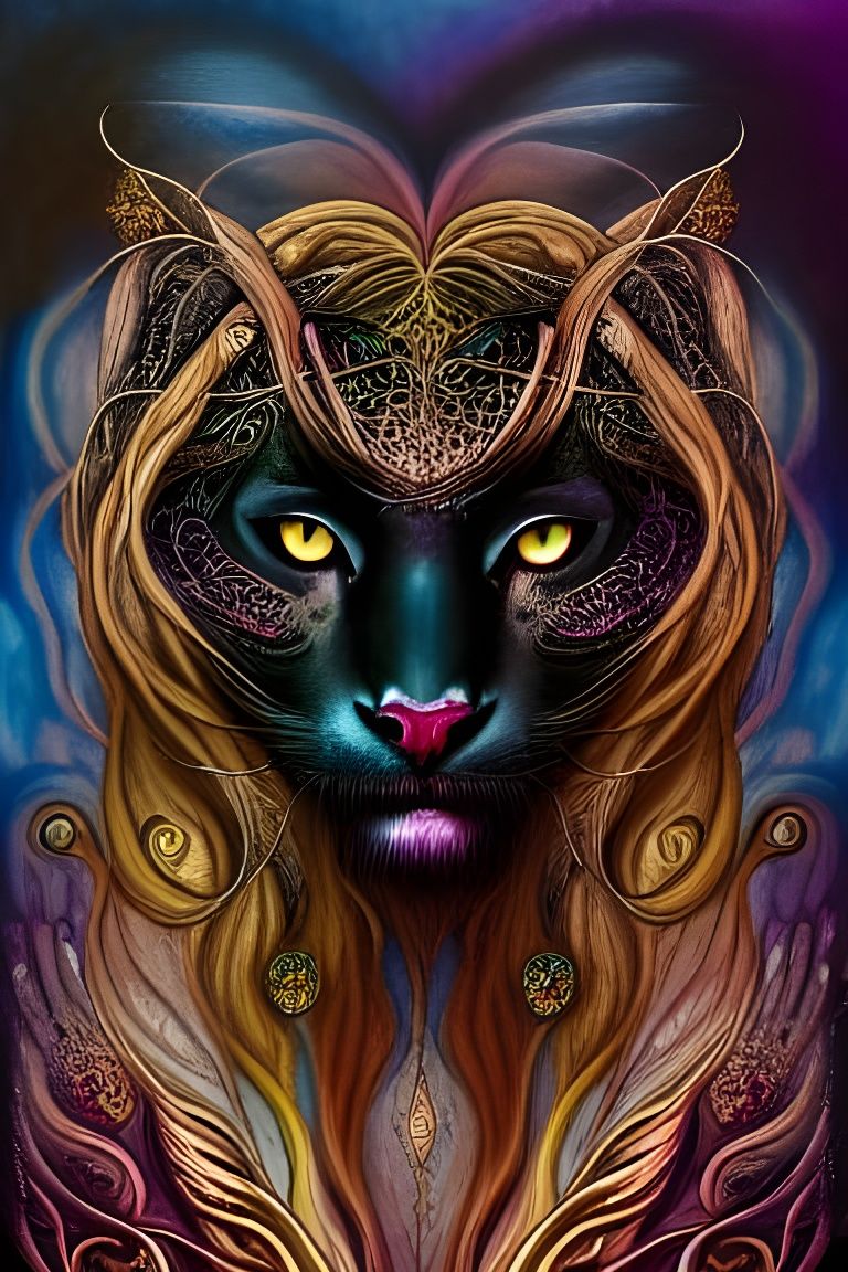 Hyperdetailed Panther-Crone Hybrid Portrait in Steampunk Sty...