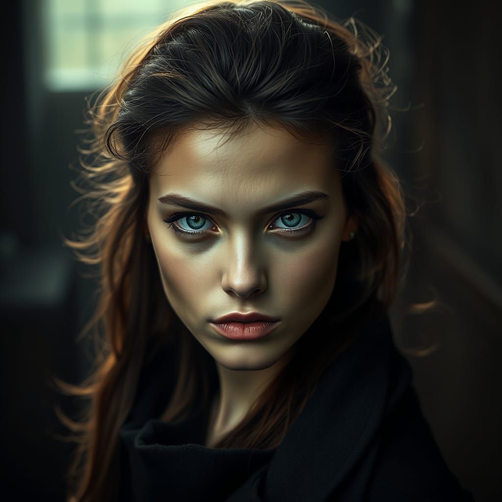 Mysterious Woman in Dramatic Lighting