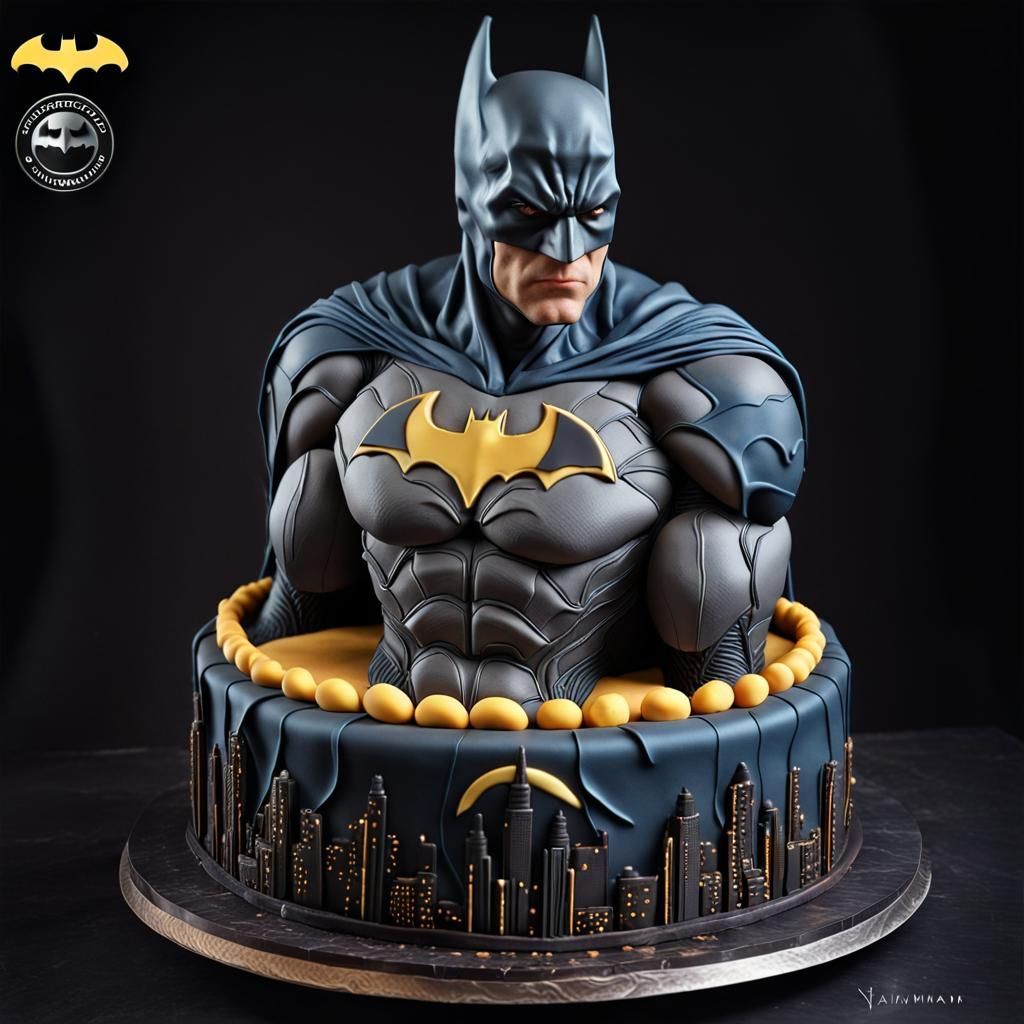 scrumptious cake in the form of a detailed  batman sculpture...