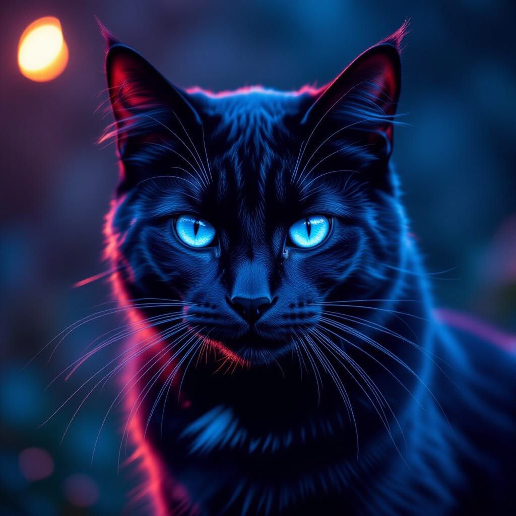 Cosmic Feline With Fierce Gaze in Cinematic Lighting