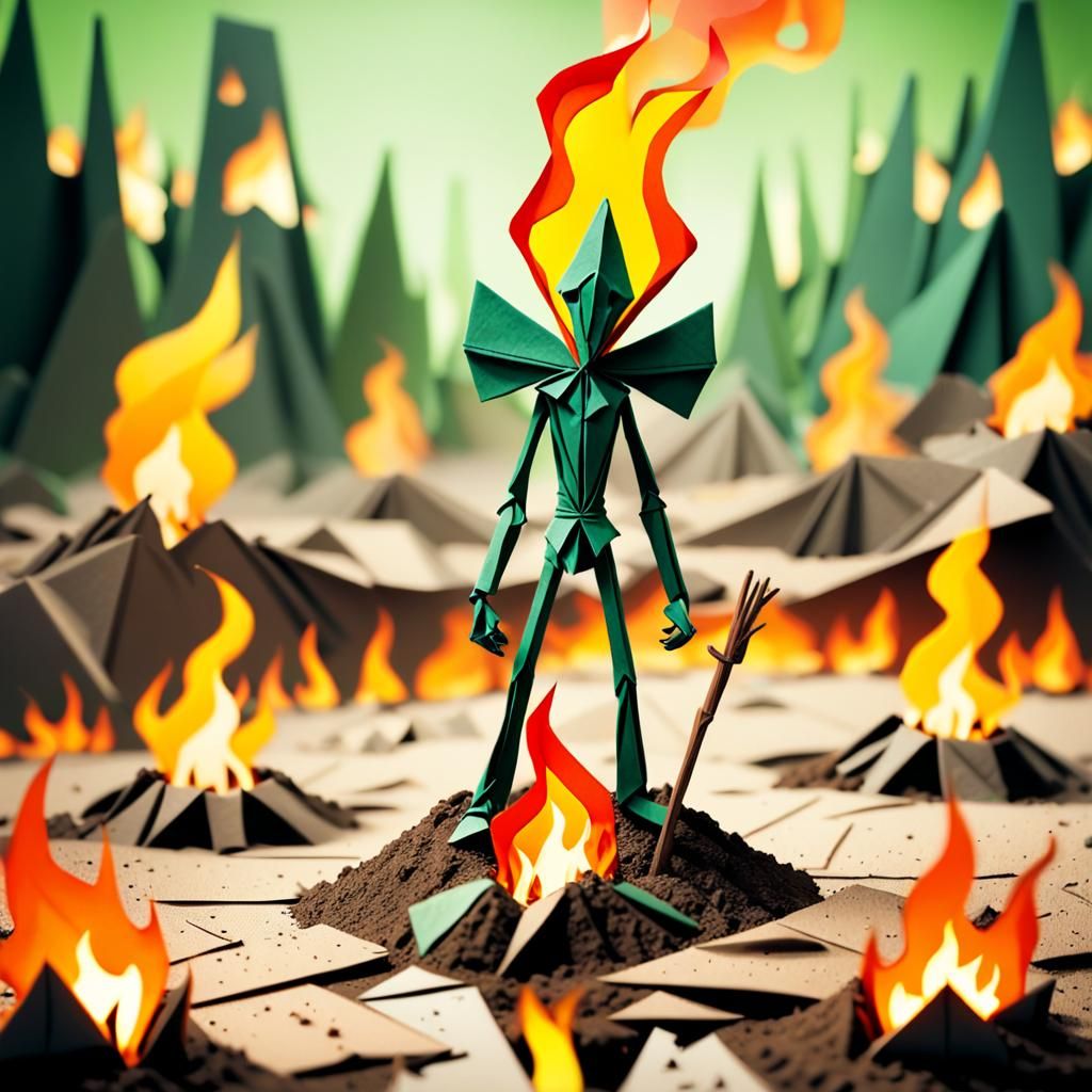 Fiery Stick Figure in Frank Miller Comic Style