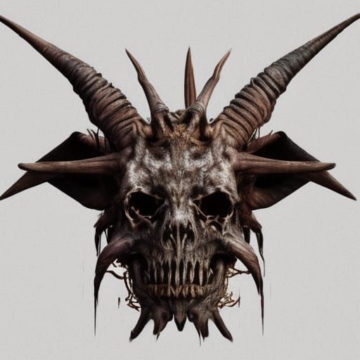 Rotting Zombie Goat Heads on Altar in Detailed Matte Paintin...