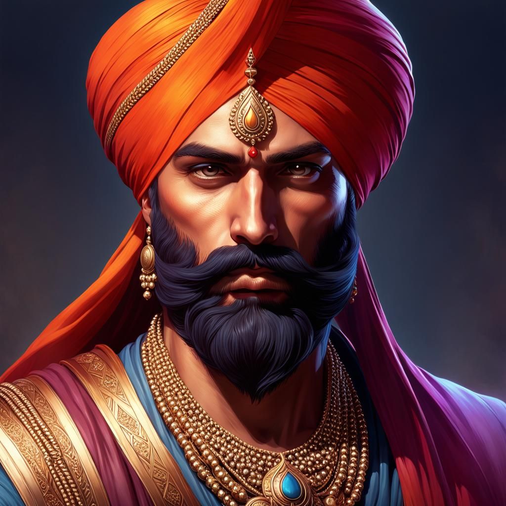 Sikh Warrior Portrait in Hyperdetailed Digital Art