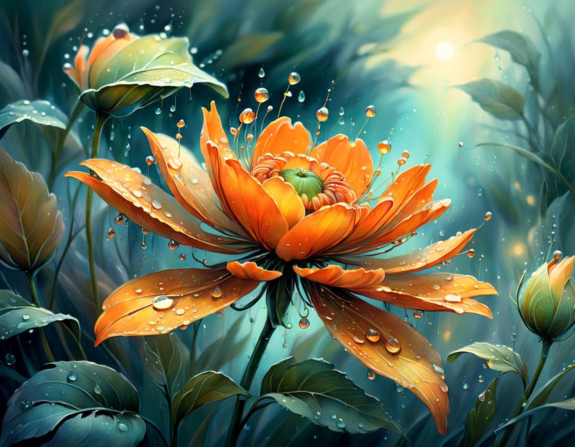 Vibrant Whimsical Watercolor Bloom