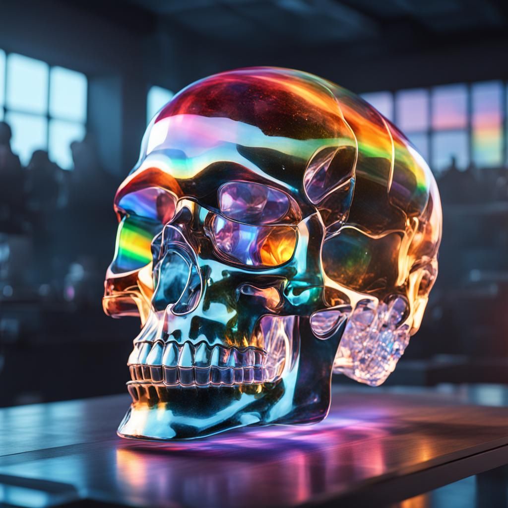 Rainbow Crystal Skull on Starship, Hyperrealism