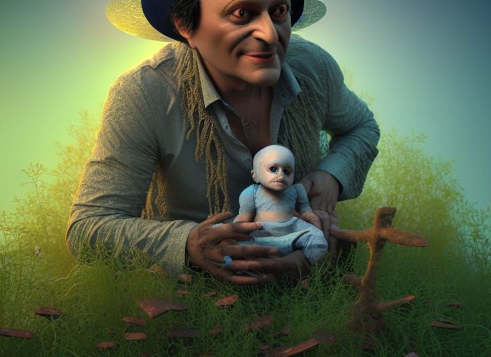 Hyperrealistic Papa Legba Baby 3D Render
