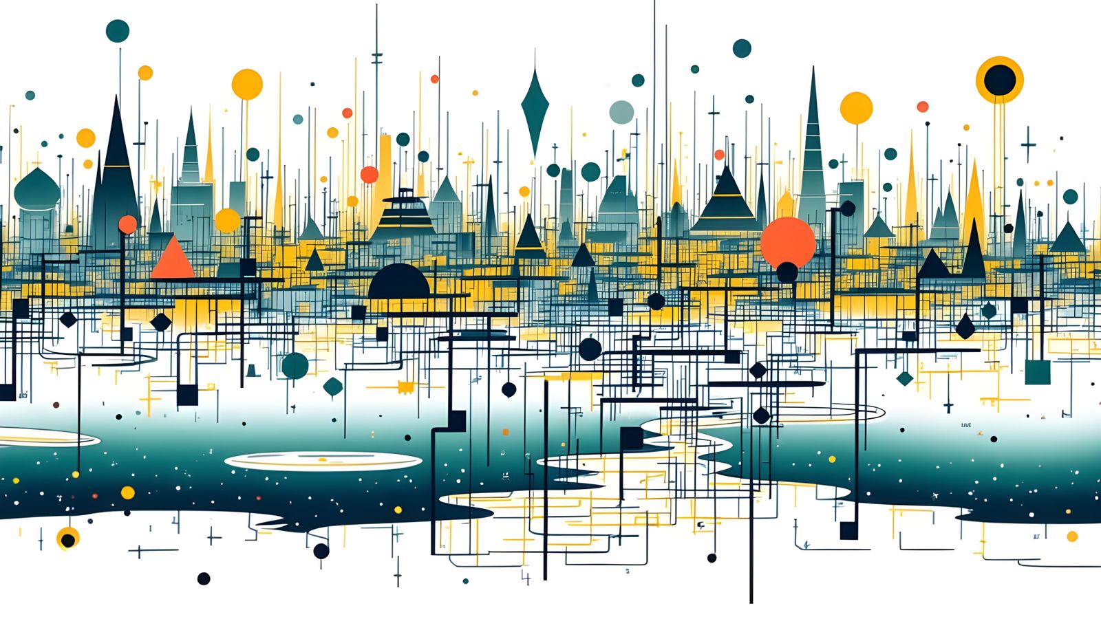 Abstract Circuit Board with Cosmic Flow