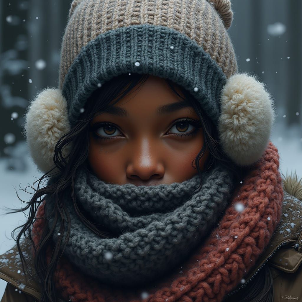 Winter's Resilient Beauty in Charcoal Realism