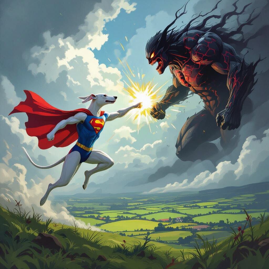 White Greyhound Fights Cancer Above Ireland in Dynamic Conce...