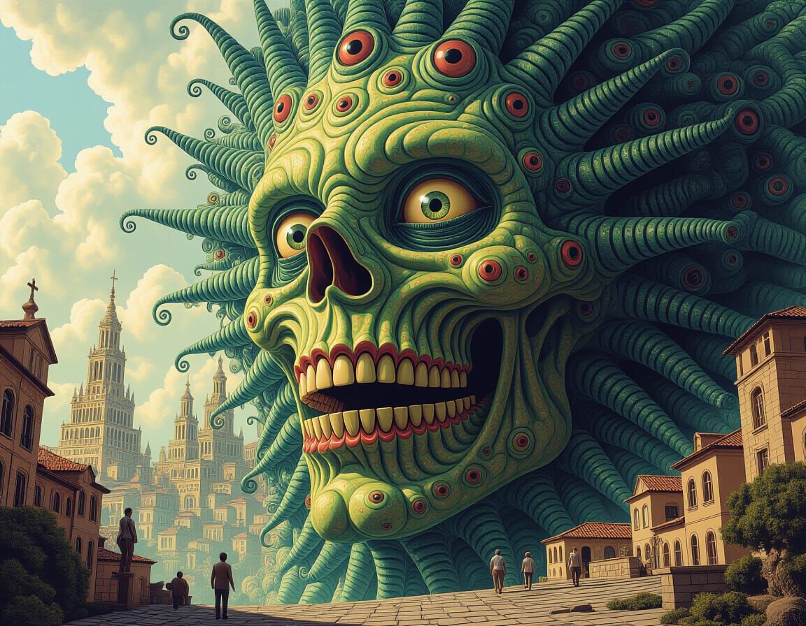 Magical Realism: Gaudi-Giger Monstrosity in Lithography