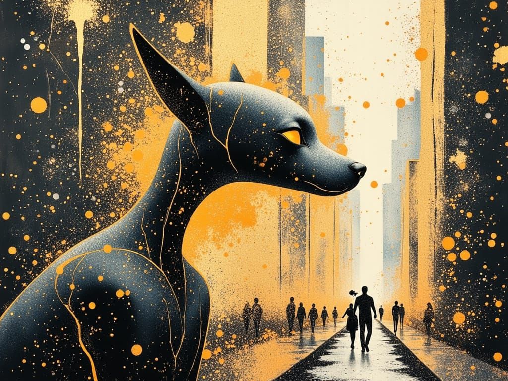 Cyberpunk Robot Companion in Futuristic City