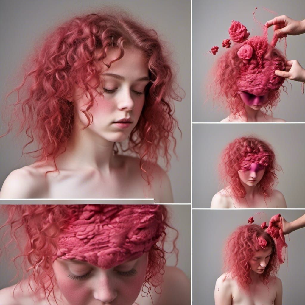 Girl with Pink Frosting Skin and Red Highlights