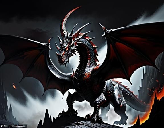 Majestic Dragon in Dynamic Fantasy Art Style