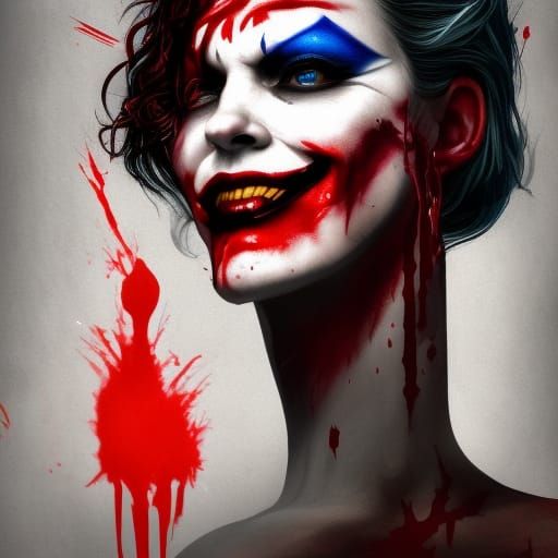 Joker Inspired Woman's Face with Bloody Text