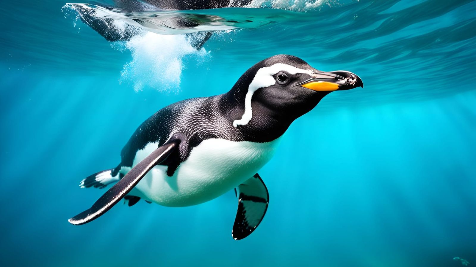Underwater Penguin Portrait: Wide Angle Close-Up