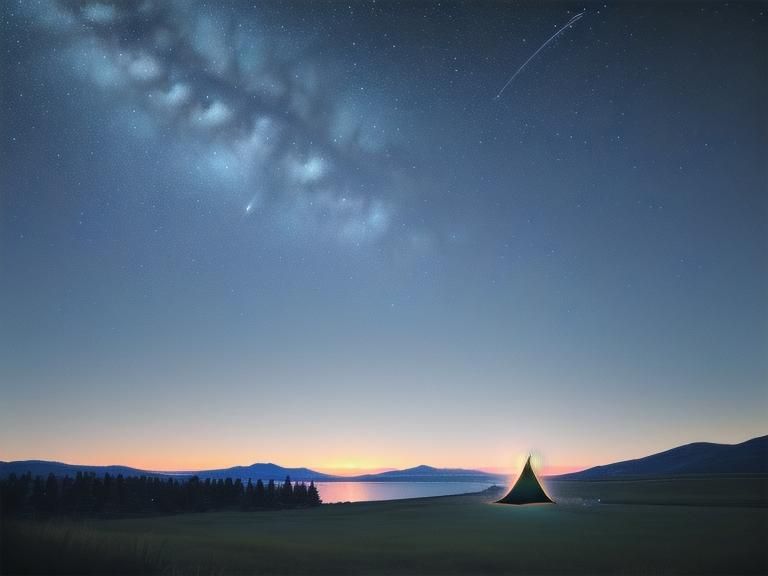 Distant Tent Under Starry Skies