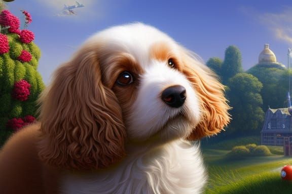 Adorable Cocker Spaniel Puppy in Detailed 3D Rendering