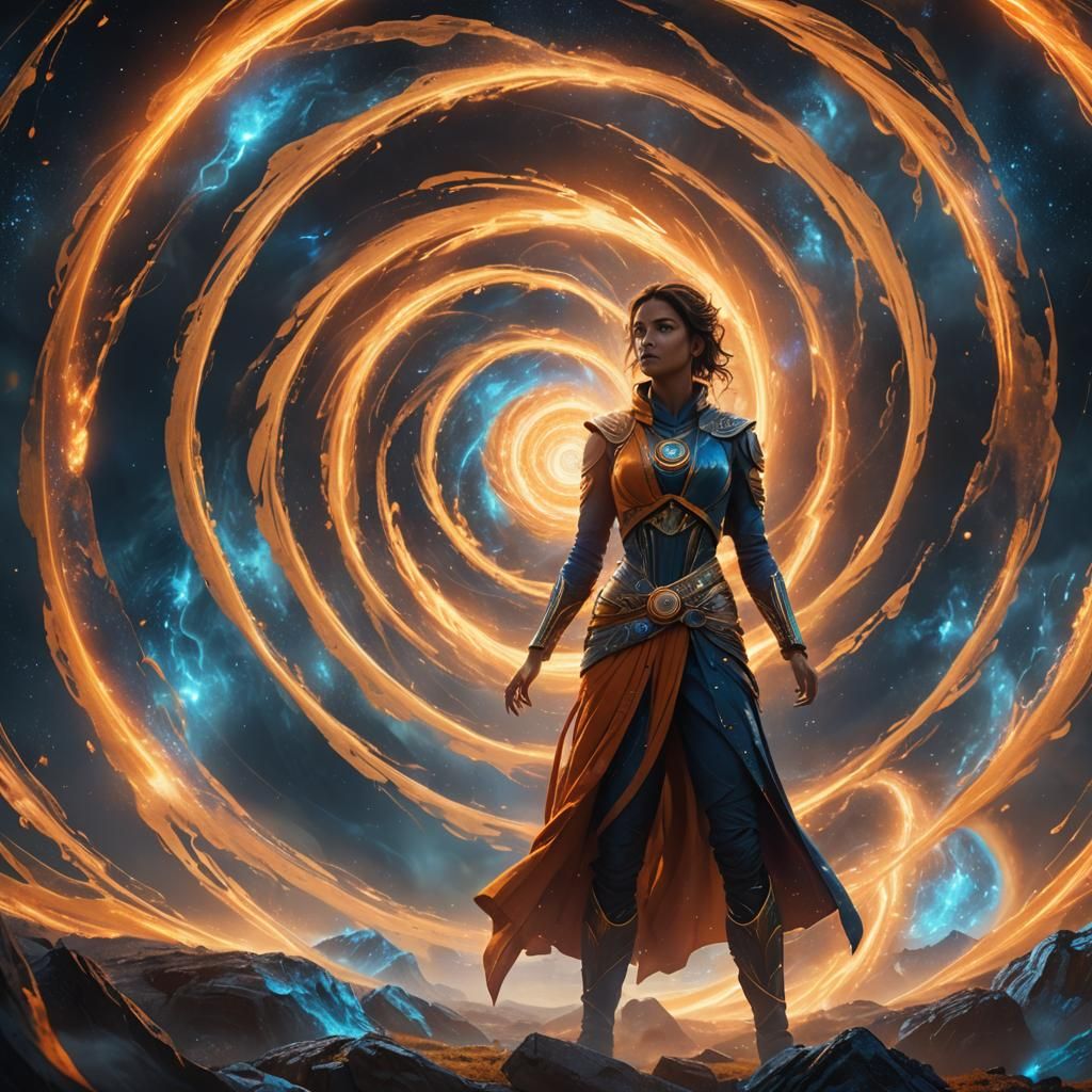 Shakti: Hyperrealistic Goddess in Cosmic Energy Vortex