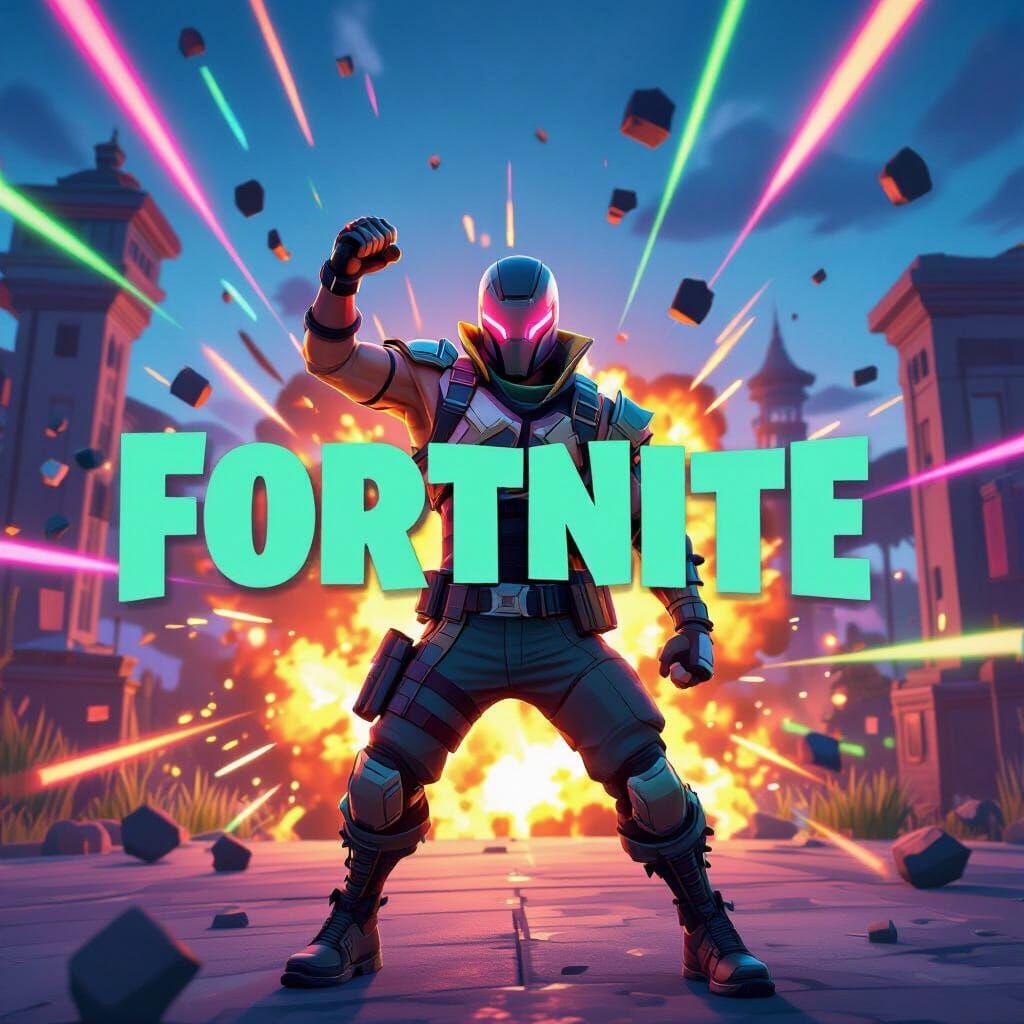 Fortnite Victory Pose in Stylized 3D Concept Art