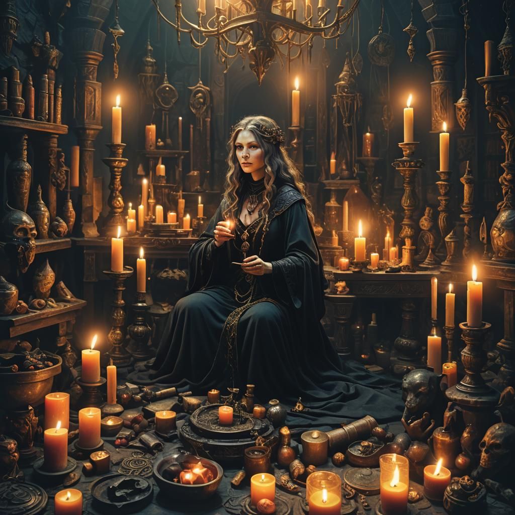 Mystical Witchcraft Chamber in Dark Fantasy Style