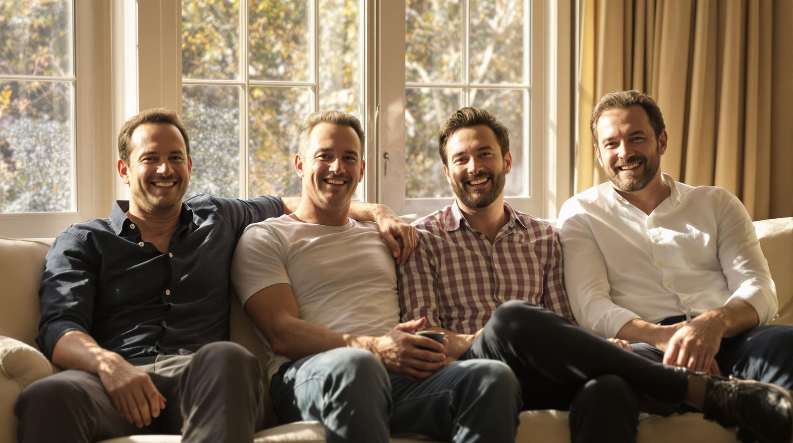 Celebrity Friends Relax on a Sunny Sofa