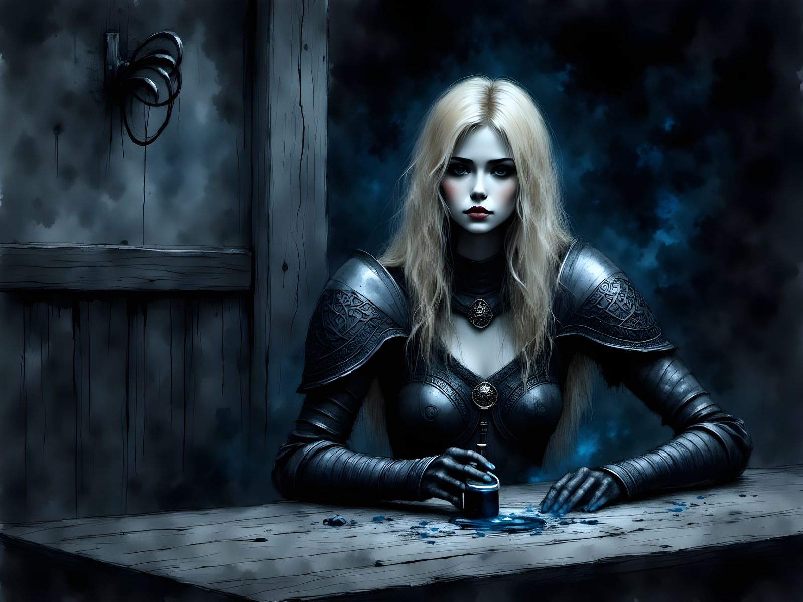 Norse Goddess with Invisibility Potion, Dark Fantasy Art